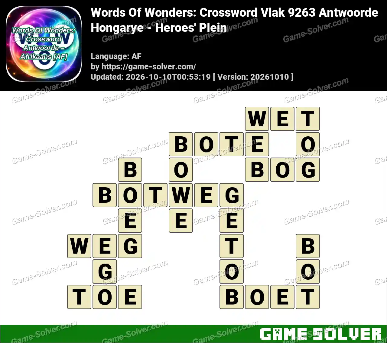 Words Of Wonders: Crossword Vlak 9263 Antwoorde – Hongarye – Heroes’ Plein